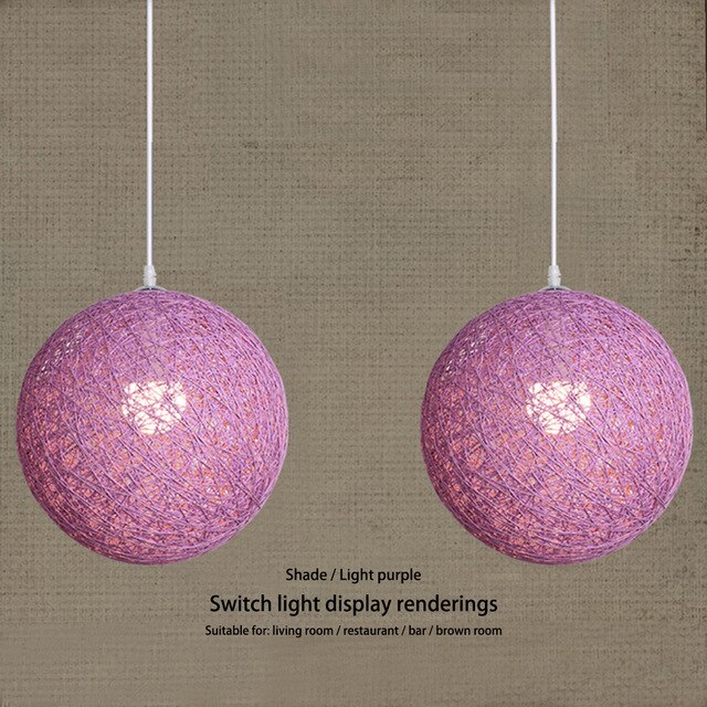 European E27 Led Hemp Ball Pendant Lights Rattan Lamp Creative Personality Bar Restaurant Home