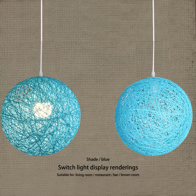 European E27 Led Hemp Ball Pendant Lights Rattan Lamp Creative Personality Bar Restaurant Home