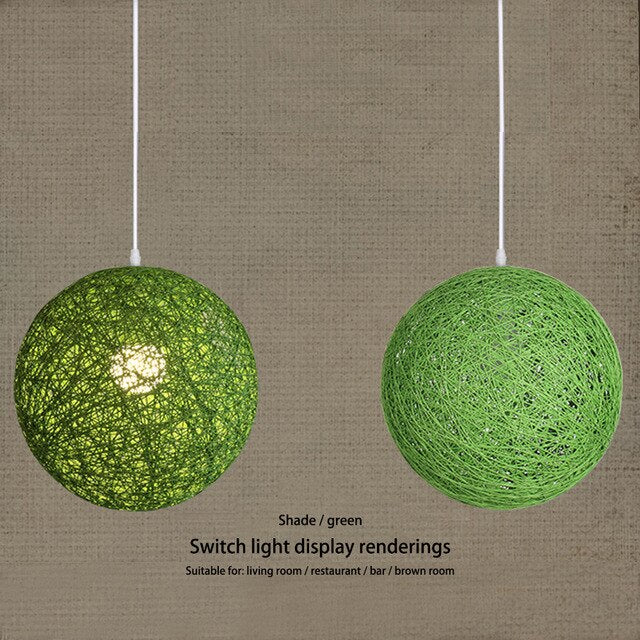 European E27 Led Hemp Ball Pendant Lights Rattan Lamp Creative Personality Bar Restaurant Home