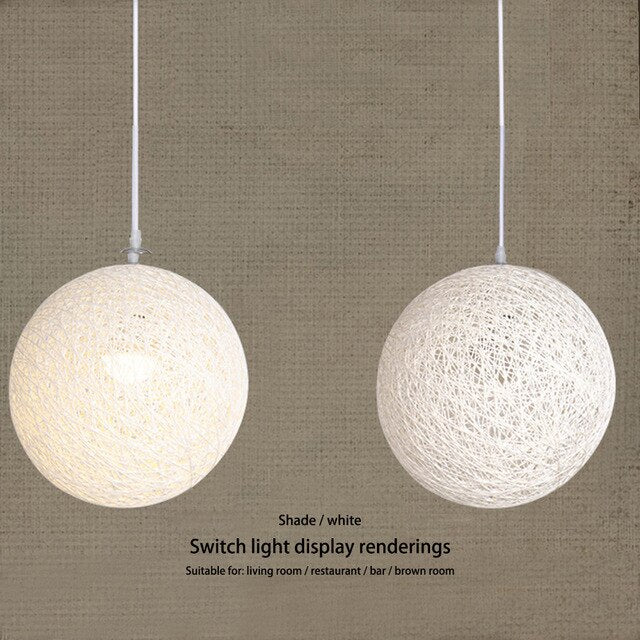 European E27 Led Hemp Ball Pendant Lights Rattan Lamp Creative Personality Bar Restaurant Home