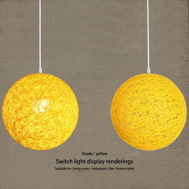 European E27 Led Hemp Ball Pendant Lights Rattan Lamp Creative Personality Bar Restaurant Home