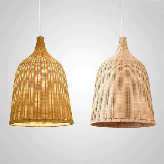 Hand Woven Rattan Pendant Light Japan Style Hanging Lamp E27 For Restaurant Bedroom Rustic Art