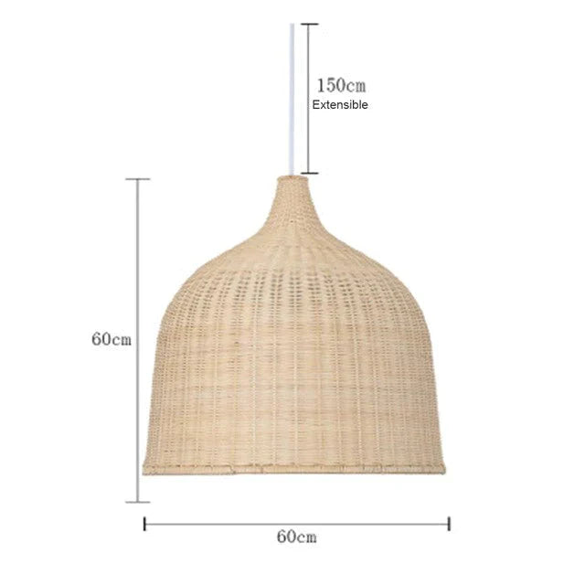 Hand Woven Rattan Pendant Light Japan Style Hanging Lamp E27 For Restaurant Bedroom Rustic Art