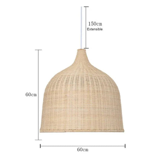 Hand Woven Rattan Pendant Light Japan Style Hanging Lamp E27 For Restaurant Bedroom Rustic Art