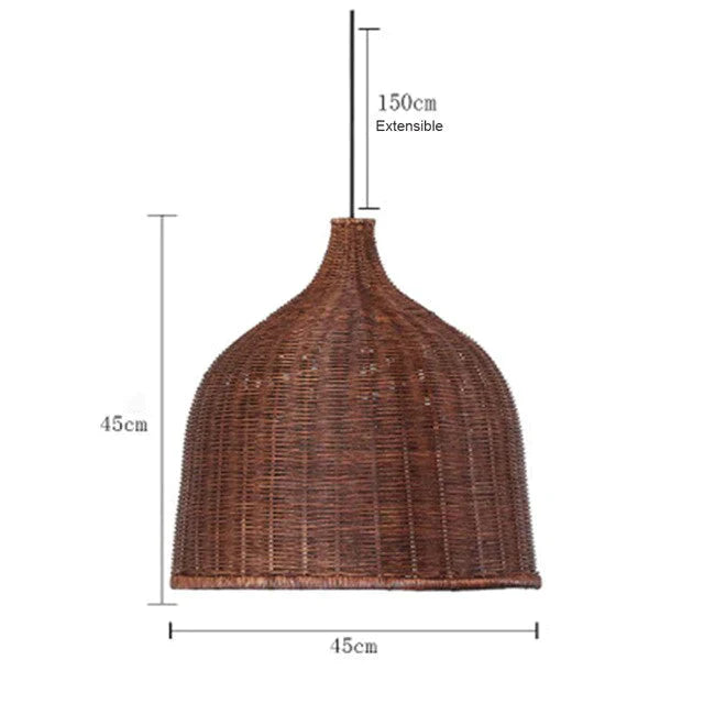 Hand Woven Rattan Pendant Light Japan Style Hanging Lamp E27 For Restaurant Bedroom Rustic Art