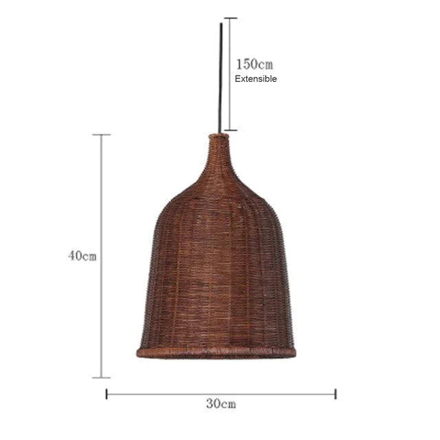 Hand Woven Rattan Pendant Light Japan Style Hanging Lamp E27 For Restaurant Bedroom Rustic Art