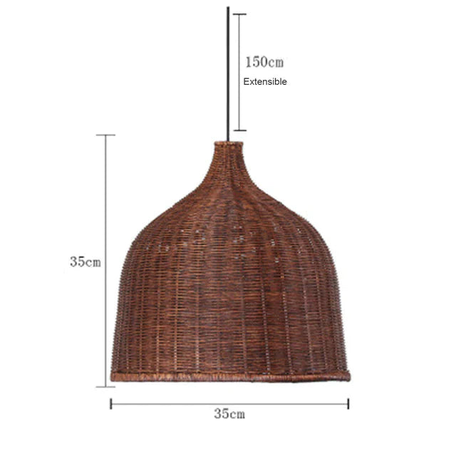 Hand Woven Rattan Pendant Light Japan Style Hanging Lamp E27 For Restaurant Bedroom Rustic Art