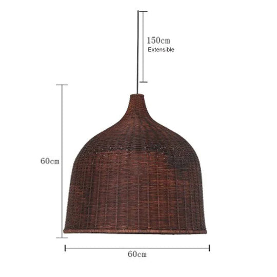 Hand Woven Rattan Pendant Light Japan Style Hanging Lamp E27 For Restaurant Bedroom Rustic Art