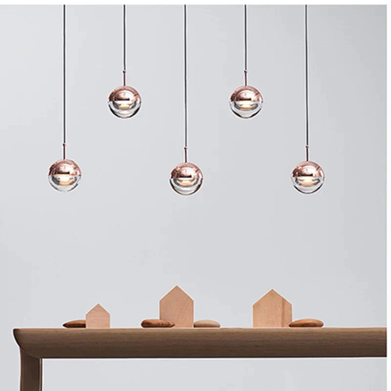 Nordic Loft Rose Gold Crystal Ball Pendant Light Personality Designer Aisle Bar Living Room Bedside