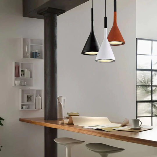 Led Pendant Lights Imitation Concrete Resin Hanging Lamp Black White Red /Grey For Restaurant