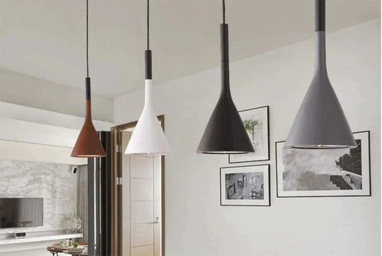 Led Pendant Lights Imitation Concrete Resin Hanging Lamp Black White Red /Grey For Restaurant