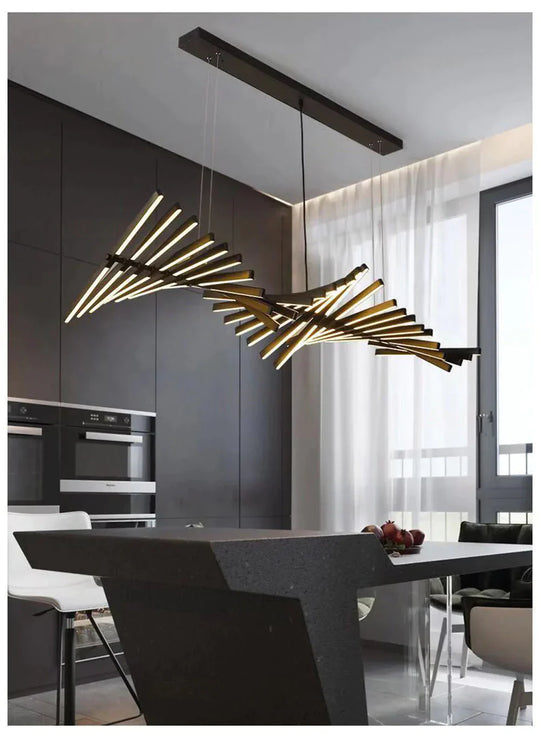 Creative Pendant Light Modern Fishbone Hanging Lamp For Bedroom Restaurant Office Minimalist
