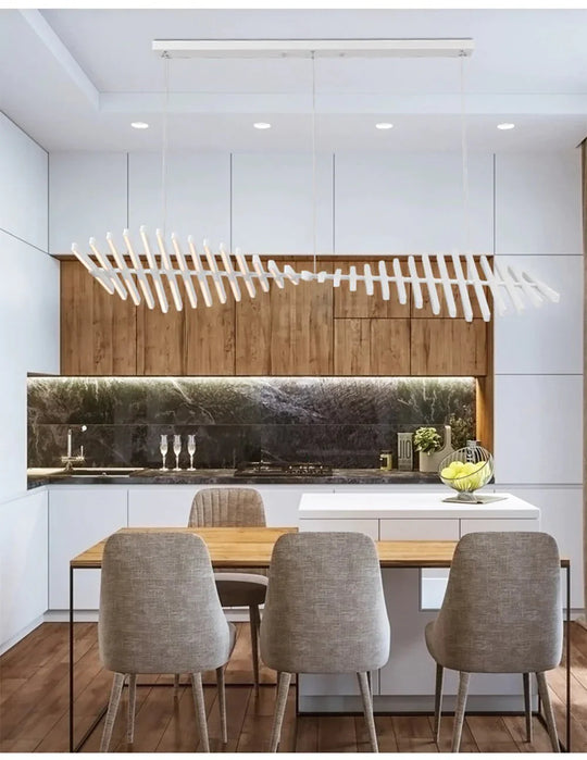 Creative Pendant Light Modern Fishbone Hanging Lamp For Bedroom Restaurant Office Minimalist