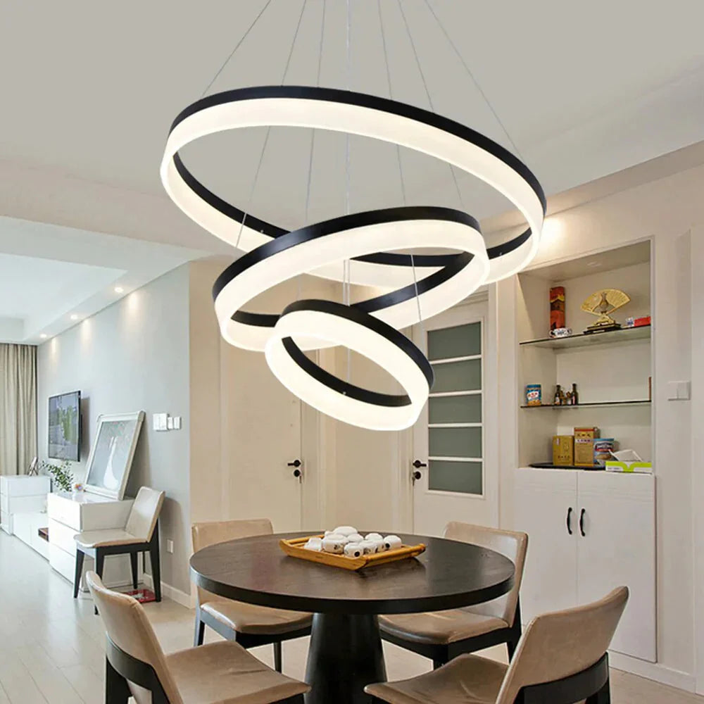 Nordic Ring Pendant Lamp Restaurant Bar Lighting Led Circle Hanging Stepless Dimming Steel Wire