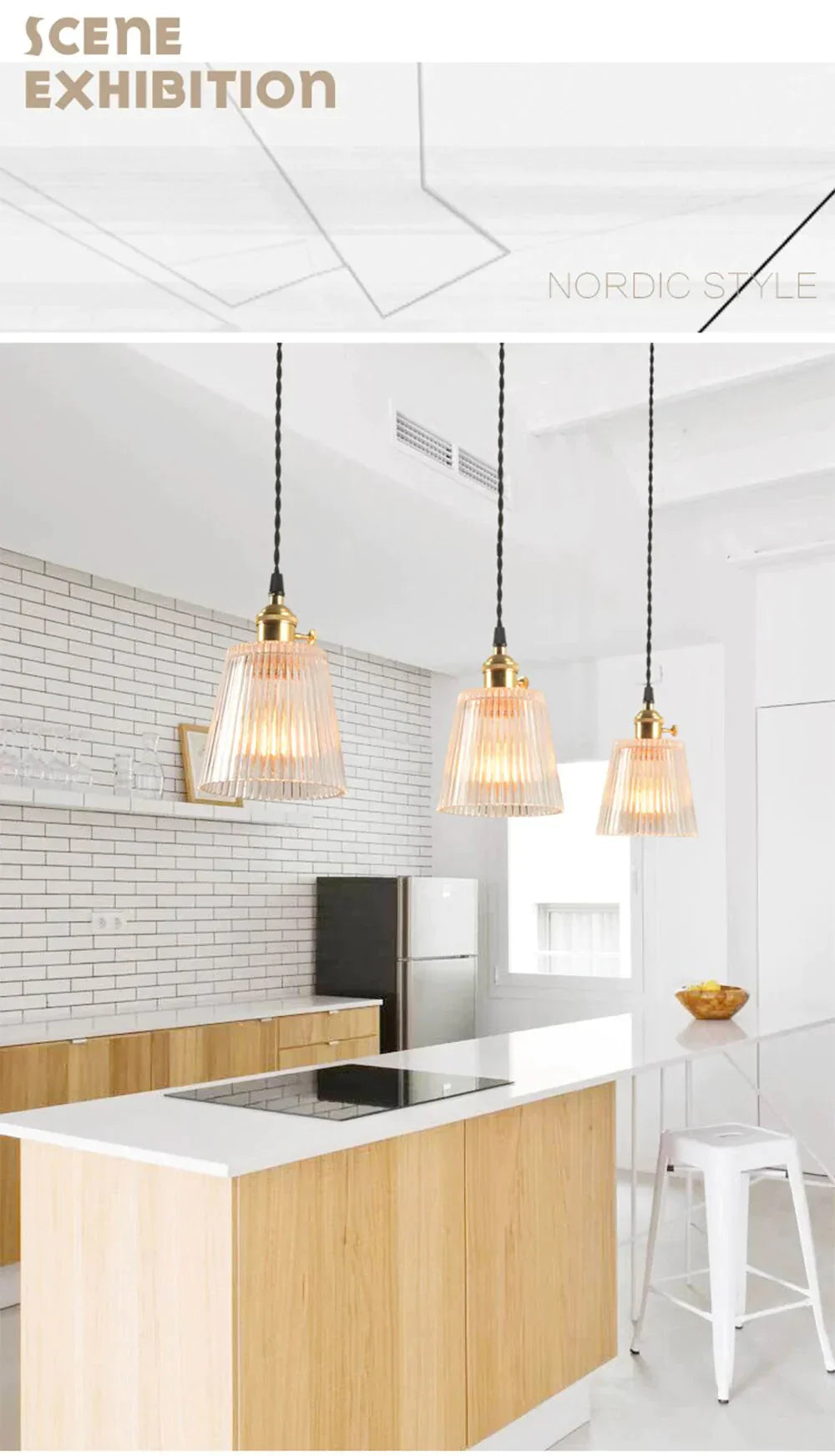 Led Brass Glass Pendant Lights E27 125Mm Hanging Lamps Minimalist Personality Restaurant Bar