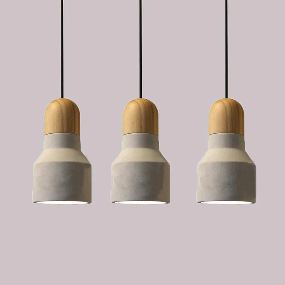 Nordic Industrial Pendant Lights E27 Logs Timber Cement Creative Art Attic Lamp Cafe Restaurant Pub