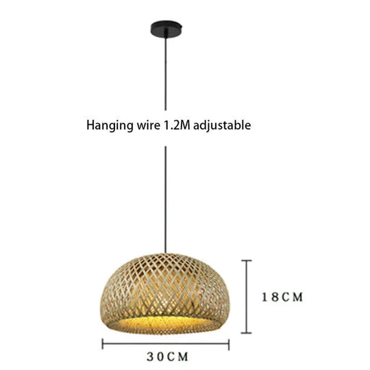 Bamboo Pendant Light Chinese Led Weaving Nest Antique E27 Hanging Lamps Lanterns Living Room