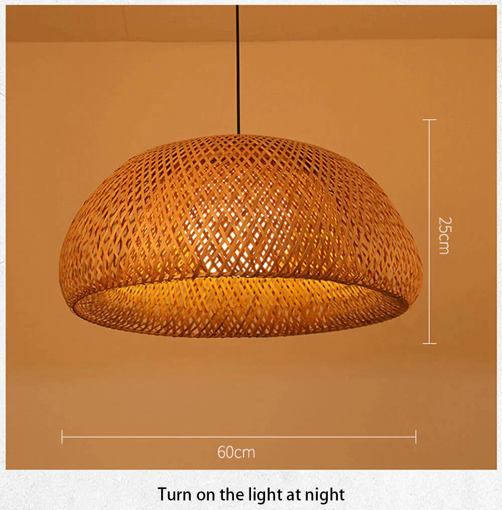 Bamboo Pendant Light Chinese Led Weaving Nest Antique E27 Hanging Lamps Lanterns Living Room