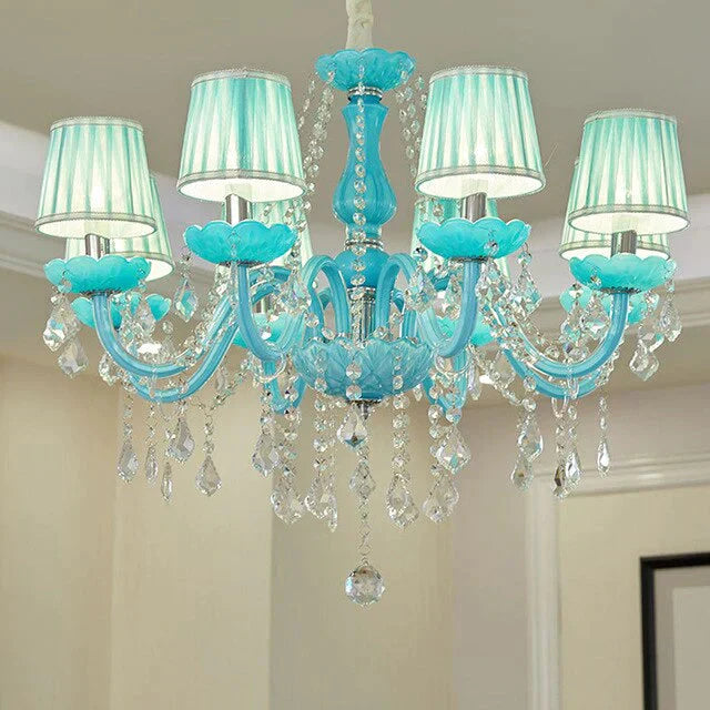 Crystal Chandelier Lighting Mediterranean Lamp Blue Lights For Kids Living Room Bedroom Coffee Shop