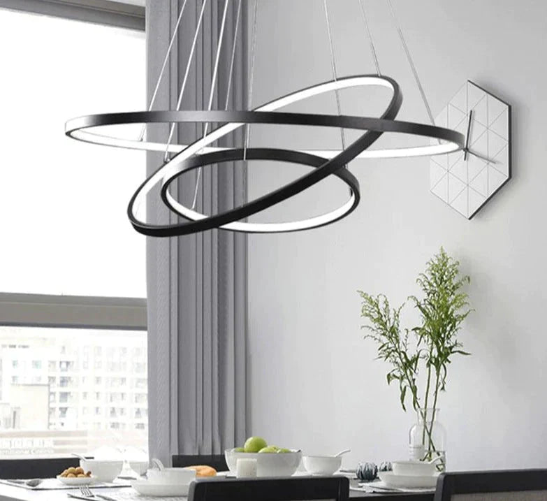 Made - Custom 5Rings Modern Led Pendant Light For Large Living Room Dining Bedroom Luminares