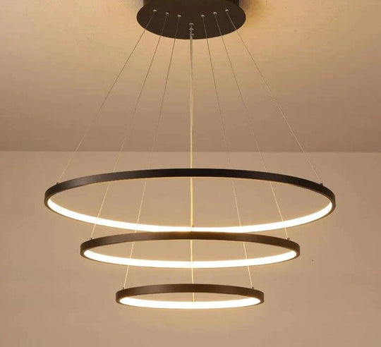 Made - Custom 5Rings Modern Led Pendant Light For Large Living Room Dining Bedroom Luminares