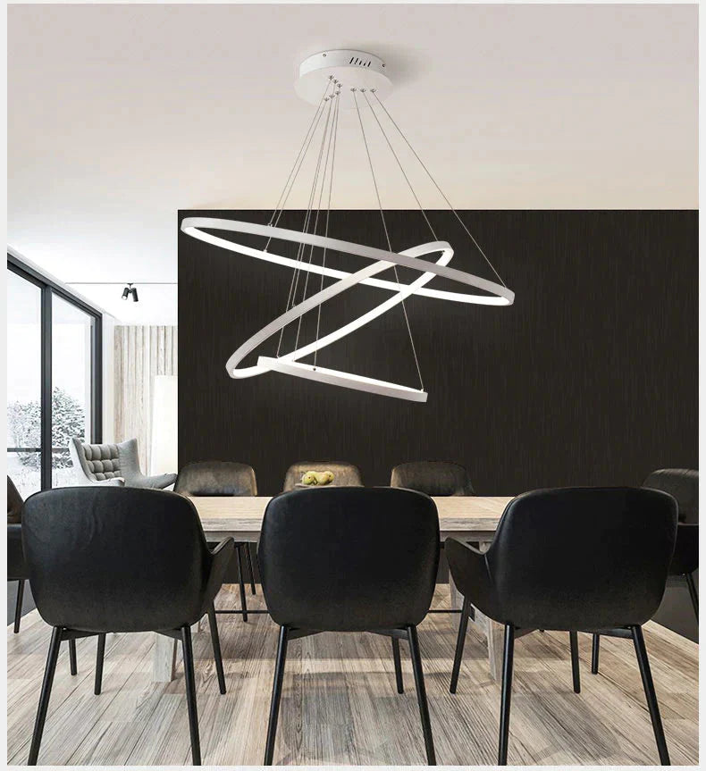 Made - Custom 5Rings Modern Led Pendant Light For Large Living Room Dining Bedroom Luminares