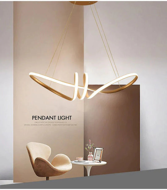 Art Decoration Modern Led Pendant Light Dining Room Bedroom Living Luminaires Gold Body Ceiling