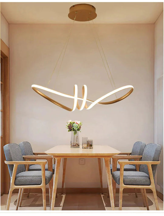 Art Decoration Modern Led Pendant Light Dining Room Bedroom Living Luminaires Gold Body Ceiling