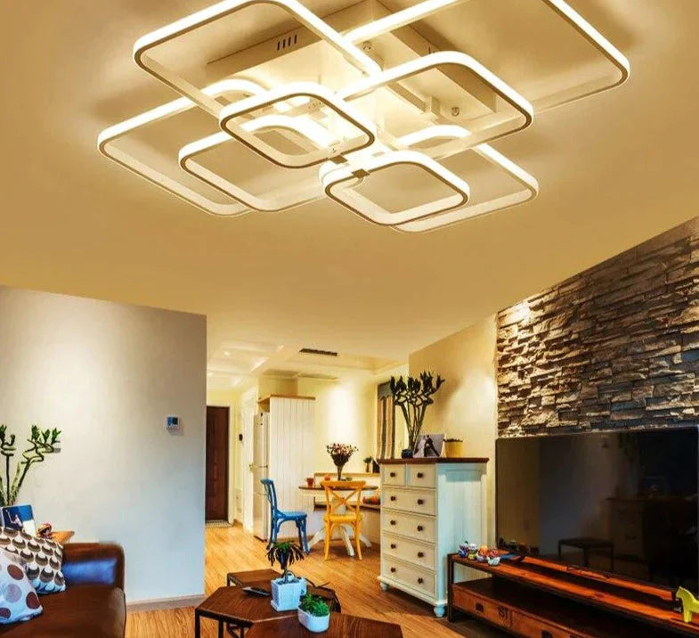 New Modern Led Acrylic Pendant Lights Fixture Rectangular Living Room Luminarias De Interior Home