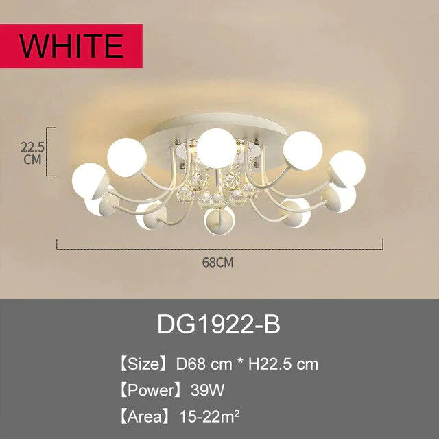 Modern Led Crystal Pendant Lights Art Ball Black/White Lighting For Living Room Bedroom Dining