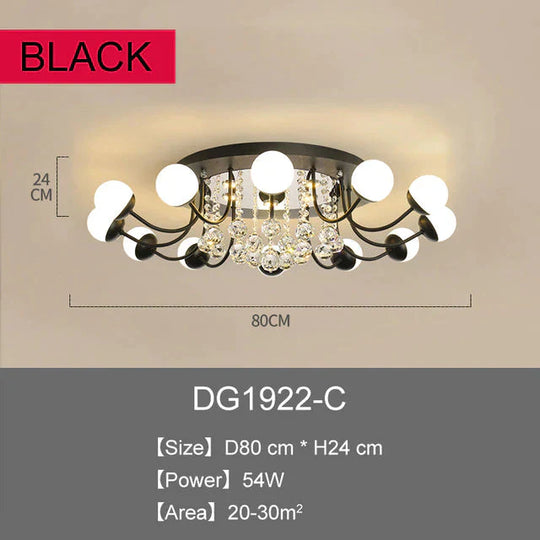 Modern Led Crystal Pendant Lights Art Ball Black/White Lighting For Living Room Bedroom Dining