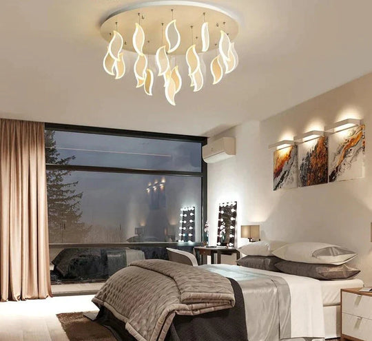 Modern Led Pendant Lights Acrylic Leaves Bedroom Light Post Lamp For Living Room Kitchen Cafe Bar