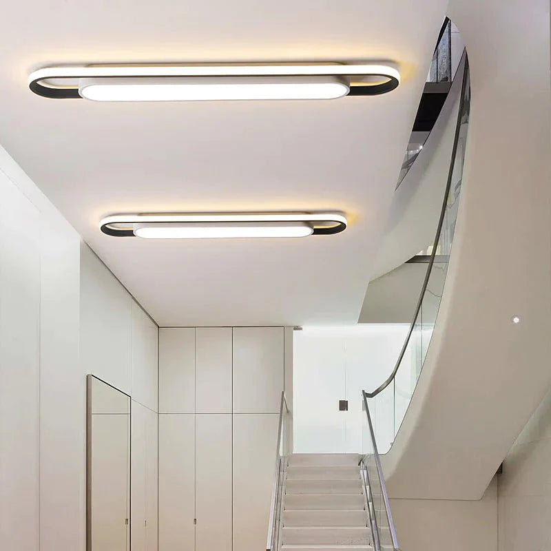 400/600/800Mm Modern Led Ceiling Lights For Bedroom Carridor Foyer Black + White Painted Lamp