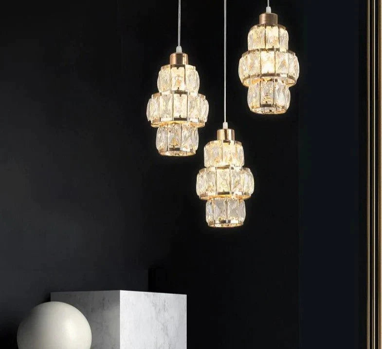 Nordic Led Pendant Lights Crystal Gold Hanging Lamp For Dining Table Bar Kitchen Living Room
