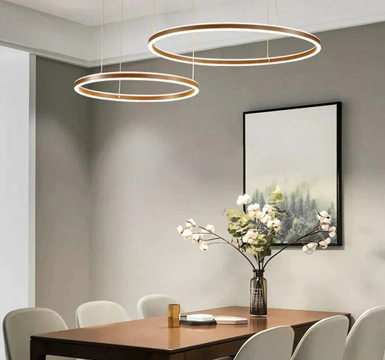 Nordic Led Pendant Lights Art Free Combination Rings Cord Lamp For Living Room Kitchen Cafe Bedroom
