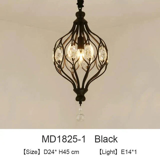 Nordic Crystal Pendant Lights Black Dining Table Lamp Hanging Light For Kitchen Living Room Bedroom