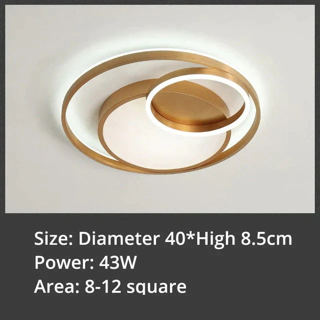 Modern Golden Round Led Ceiling Lamps Living Room Bedroom Dimmable Remote Control Acrylic Light