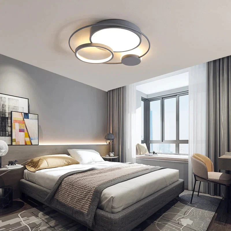 Modern Led Ceiling Lights For Living Room Bedroom Study Black + White Or Grey Color Lamp Fixtures