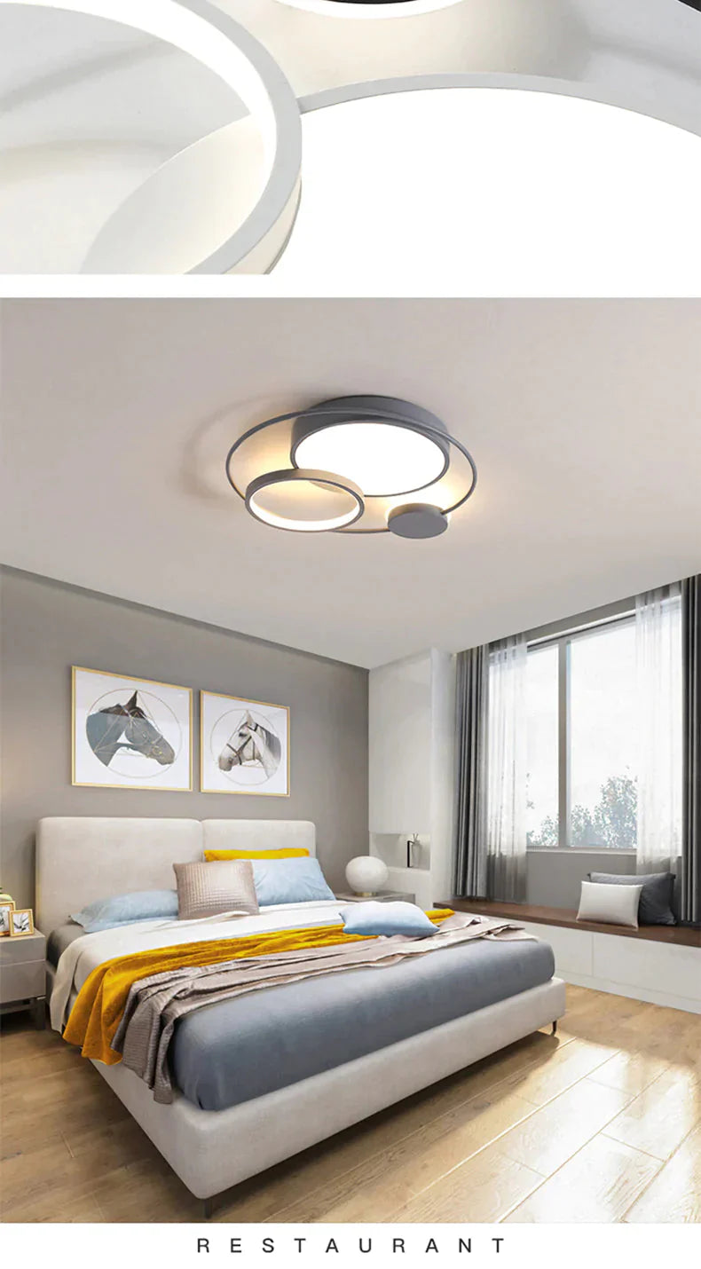 Modern Led Ceiling Lights For Living Room Bedroom Study Black + White Or Grey Color Lamp Fixtures