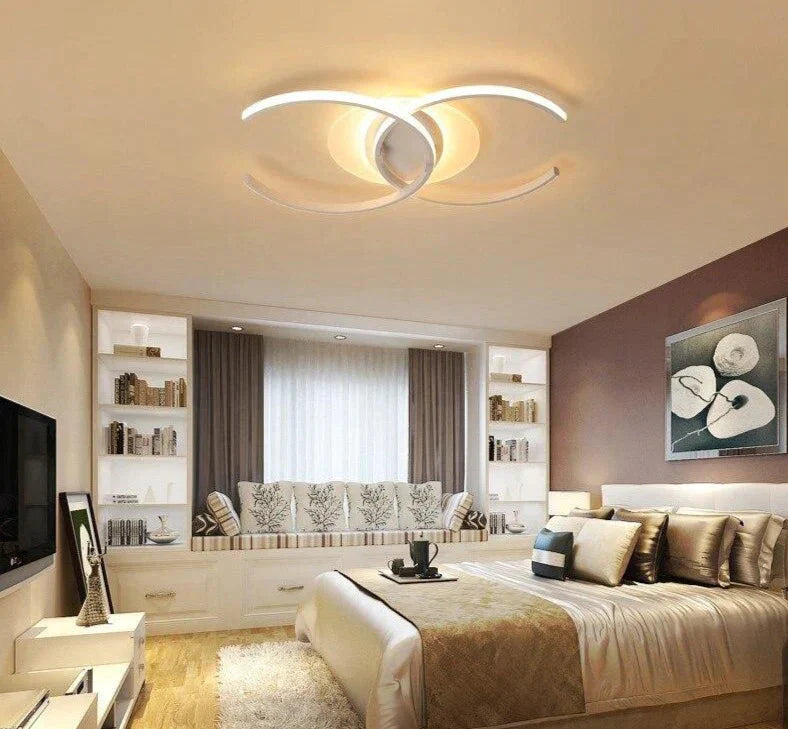 New Dimming Ceiling Lights For Living Study Room Bedroom Home Dec Plafond Iron Shape Modern Led