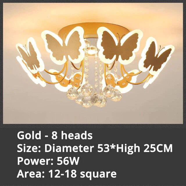 New Gold Coffee Color Design Led Pendant Lights For Bedroom Acrylic Flower Iron Body Modern Remote