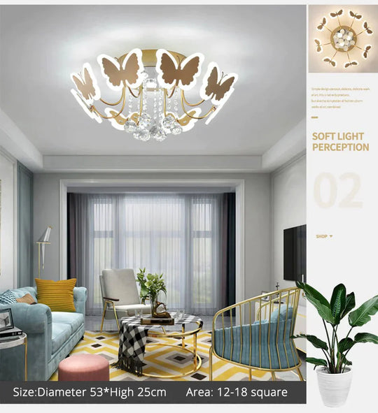 New Gold Coffee Color Design Led Pendant Lights For Bedroom Acrylic Flower Iron Body Modern Remote