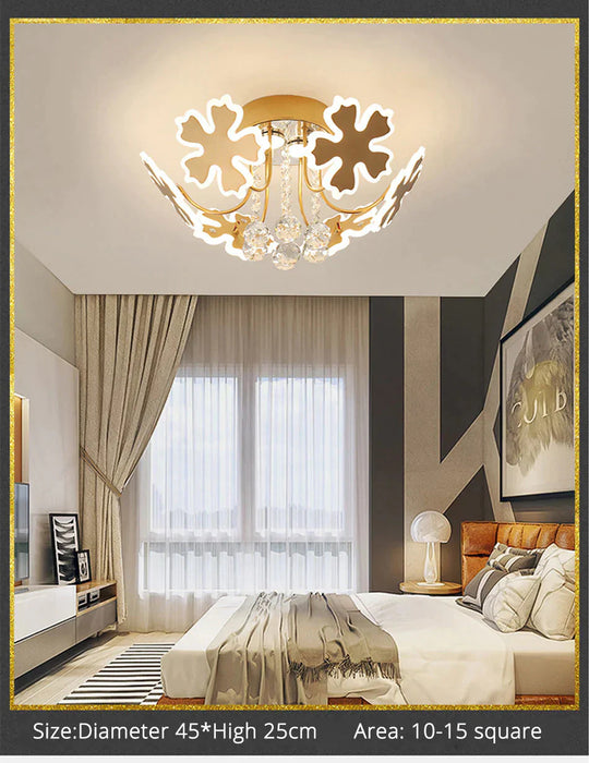 New Gold Coffee Color Design Led Pendant Lights For Bedroom Acrylic Flower Iron Body Modern Remote