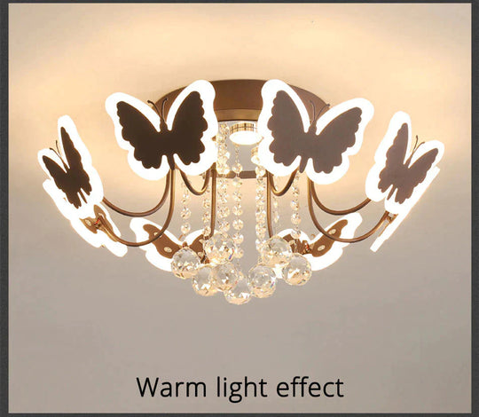 New Gold Coffee Color Design Led Pendant Lights For Bedroom Acrylic Flower Iron Body Modern Remote