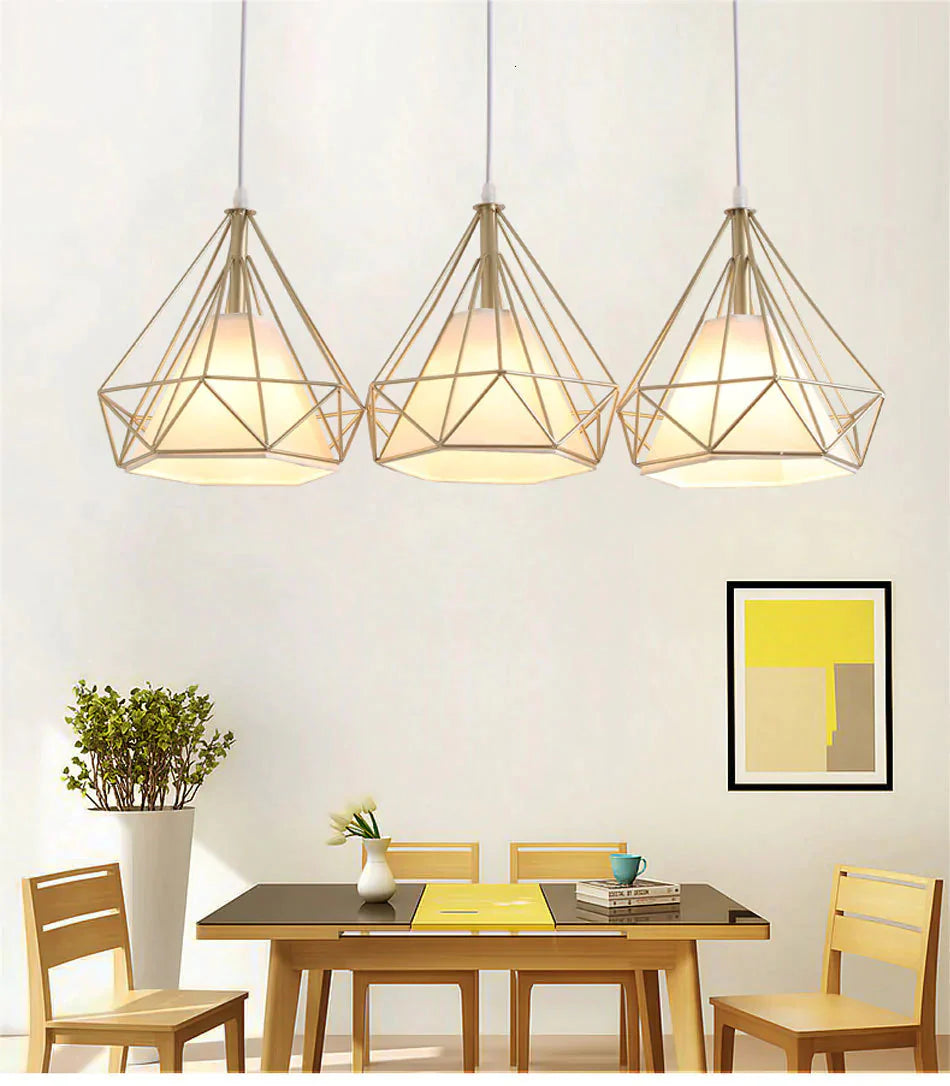 Gold Color Pendant Lights Triangle Shape Nordic Style 1Head/3Heads Hanging Lamp Simple Metal