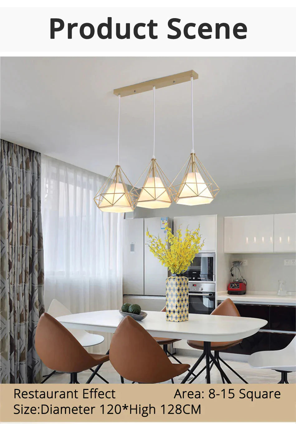 Gold Color Pendant Lights Triangle Shape Nordic Style 1Head/3Heads Hanging Lamp Simple Metal