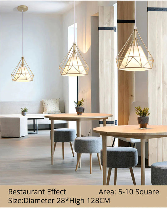 Gold Color Pendant Lights Triangle Shape Nordic Style 1Head/3Heads Hanging Lamp Simple Metal