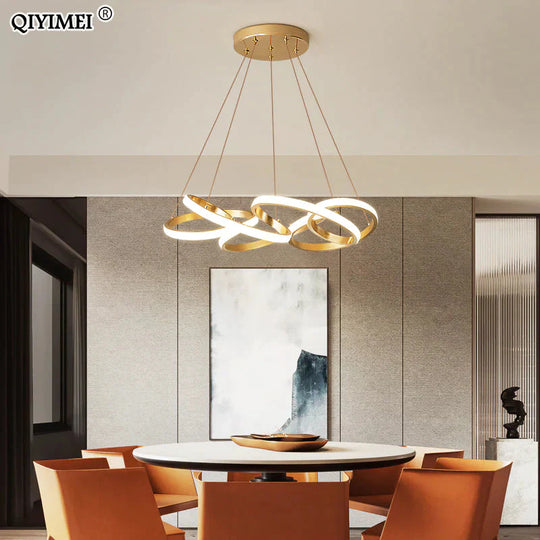 Gold Plated Led Pendant Lights Dining Room Kitchen New Lighting Lamp Cord With Remote Control