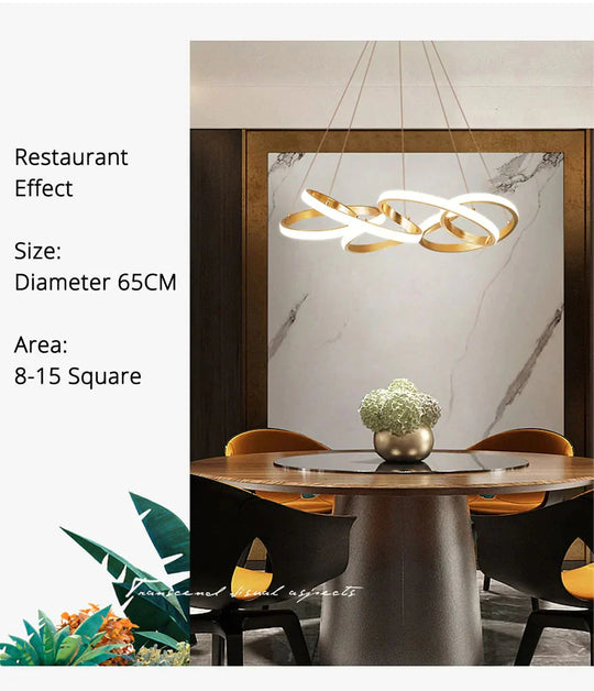 Gold Plated Led Pendant Lights Dining Room Kitchen New Lighting Lamp Cord With Remote Control