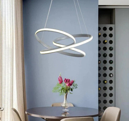 Grey Frame Led Pendant Lightsfor Dining Room Lamp Modern Remote Control Lighting Lustre Vintage